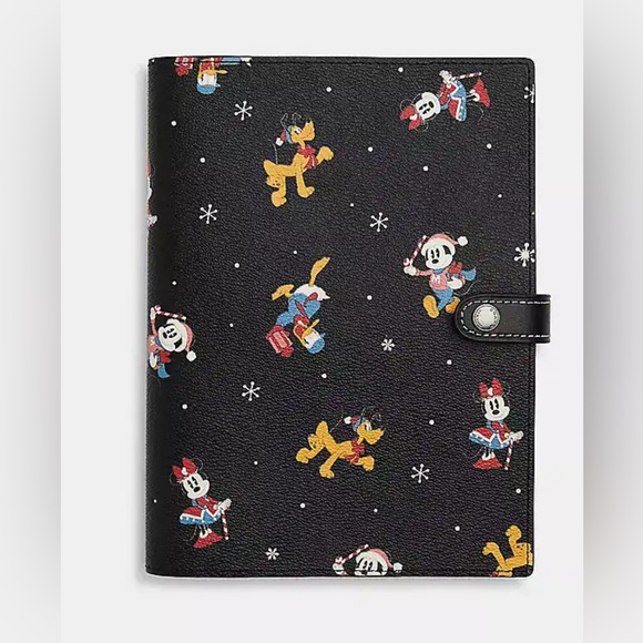 NEW Coach Disney X Coach Holiday Print Coated Canvas Leather Notebook Journal - Picture 13 of 15